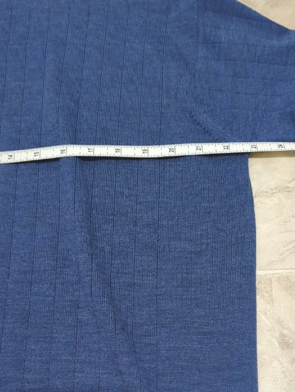 Toscano Made in Italy 100% Extrafine Merino Wool Ribbed Sweater Blue